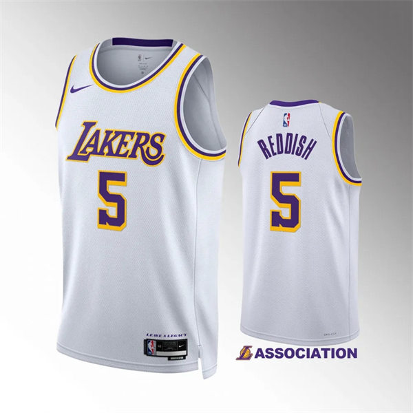 Mens Los Angeles Lakers #5 Cam Reddish White Association Edition Jersey