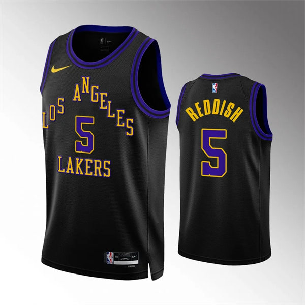 Mens Los Angeles Lakers #5 Cam Reddish 2023-24 Black City Edition Player Jersey
