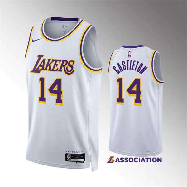 Mens Los Angeles Lakers #14 Colin Castleton White Association Edition Jersey