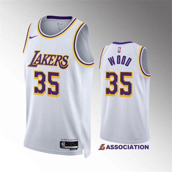 Mens Los Angeles Lakers #35 Christian Wood White Association Edition Jersey