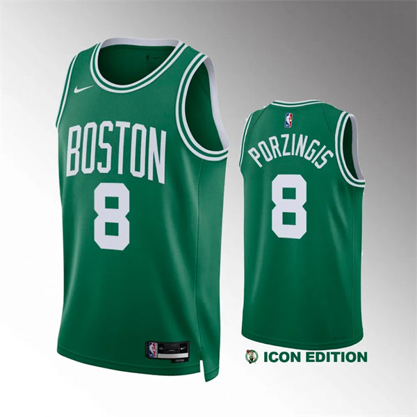 Mens Boston Celtics #8 Kristaps Porzingis Kelly Green Icon Edition Jersey