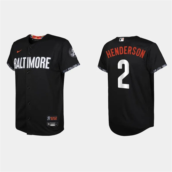 Youth Baltimore Orioles #2 Gunnar Henderson Black 2023 City Connect Jersey