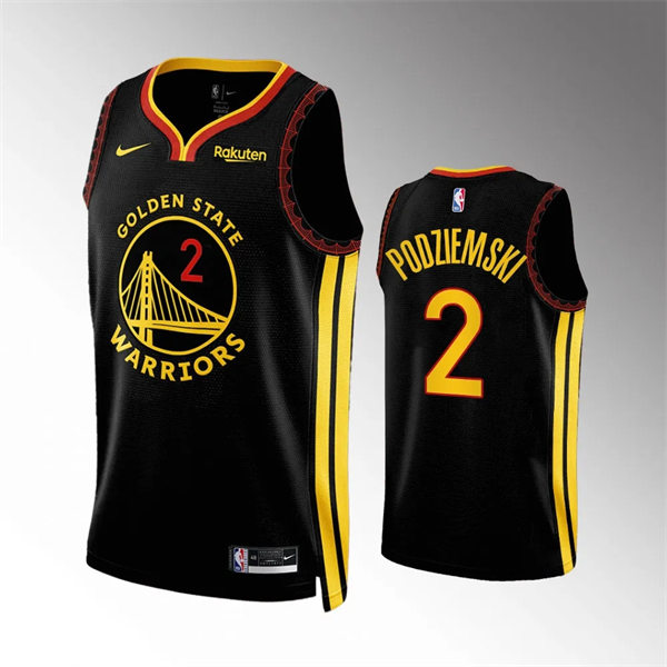 Mens Golden State Warriors #2 Brandin Podziemski 2023-24 Nike Black Earned Edition Jersey