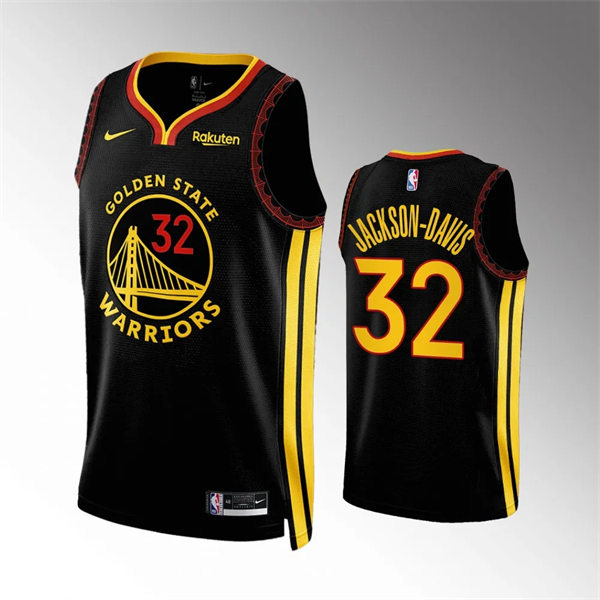 Mens Golden State Warriors #32 Trayce Jackson-Davis 2023-24 Nike Black Earned Edition Jersey
