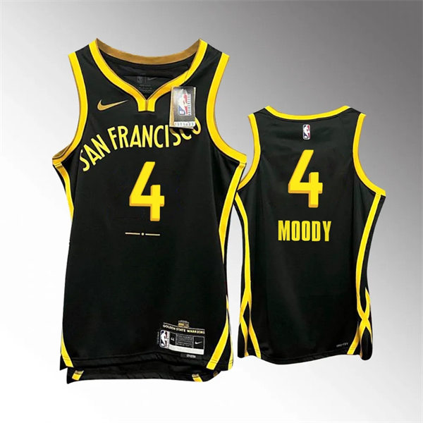 Mens Golden State Warriors #4 Moses Moody 2023-24 Black City Edition Player Jersey