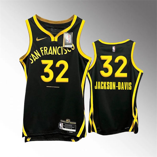 Mens Golden State Warriors #32 Trayce Jackson-Davis 2023-24 Black City Edition Player Jersey