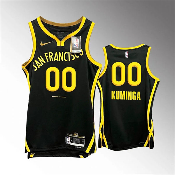 Mens Golden State Warriors #00 Jonathan Kuminga 2023-24 Black City Edition Player Jersey