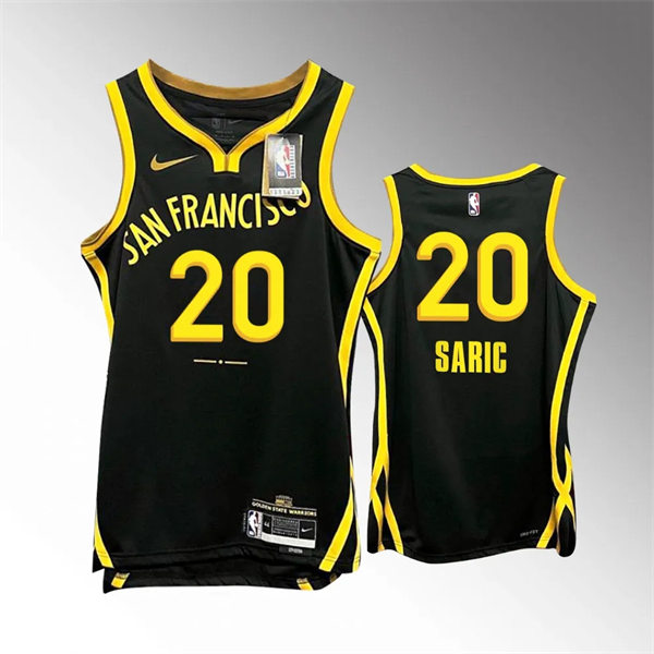 Mens Golden State Warriors #20 Dario Saric 2023-24 Black City Edition Player Jersey