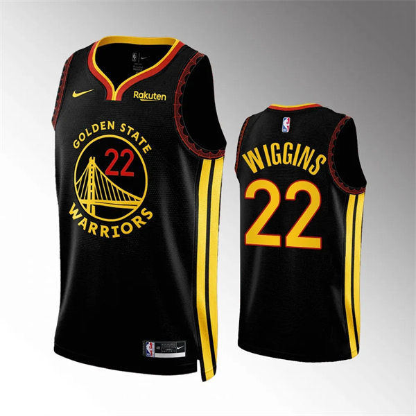 Mens Golden State Warriors #22 Andrew Wiggins 2023-24 Nike Black Earned Edition Jersey