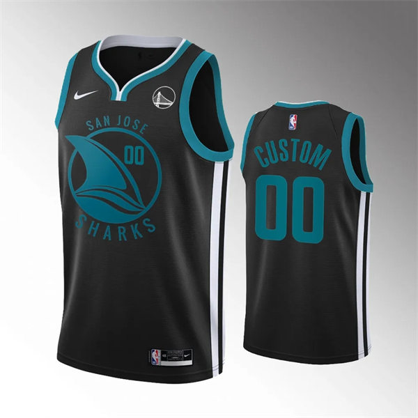 Mens Youth Golden State Warriors Custom 2023 Nike Black Sharks Mashup Basketball Jersey