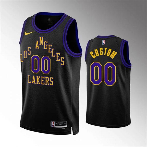Mens Youth Los Angeles Lakers Black City Edition Custom 2023-24 Black City Edition Player Jersey