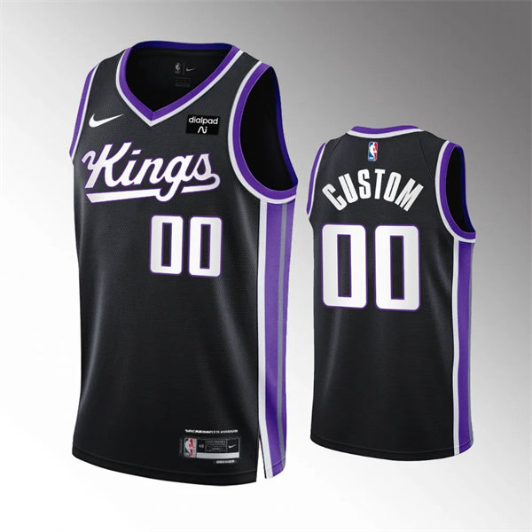 Mens Youth Sacramento Kings Custom 2023-24 Black Icon Edition Player Jersey