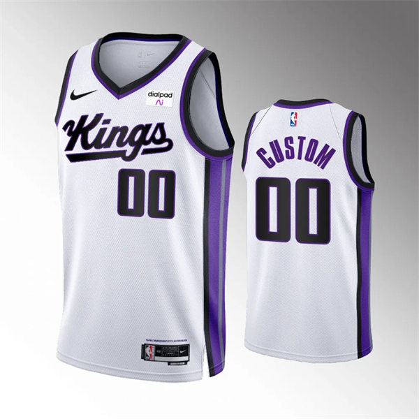 Mens Youth Sacramento Kings Custom 2023-24 White Association Edition Player Jersey 