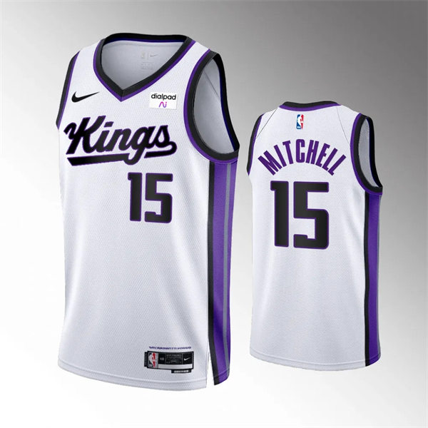 Mens Sacramento Kings #15 Davion Mitchell  2023-24 White Association Edition Player Jersey