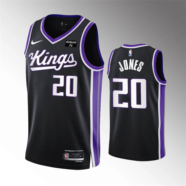 Mens Sacramento Kings #20 Colby Jones 2023-24 Black Icon Edition Player Jersey