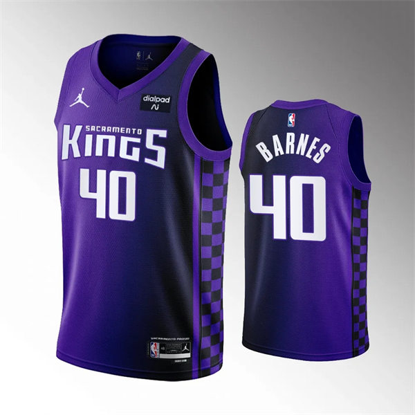 Mens Sacramento Kings #40 Harrison Barnes 2023-24 Purple Statement Edition Player Jersey