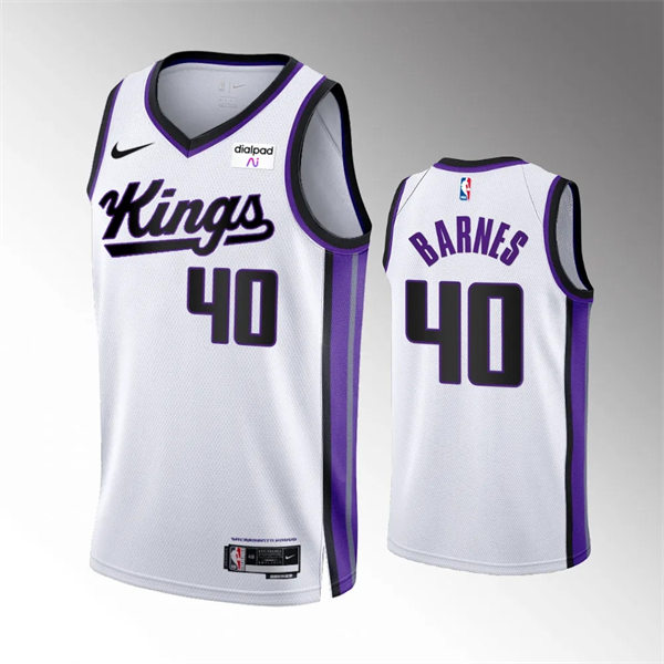 Mens Sacramento Kings #40 Harrison Barnes 2023-24 White Association Edition Player JJersey