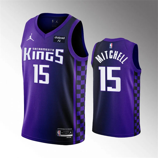 Mens Sacramento Kings #15 Davion Mitchell  2023-24 Purple Statement Edition Player Jersey