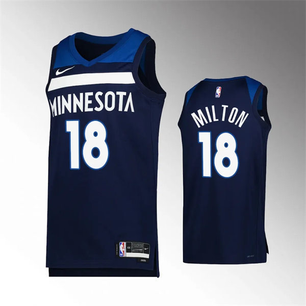Men's Minnesota Timberwolves #18 Shake Milton Navy Icon Edition Jersey