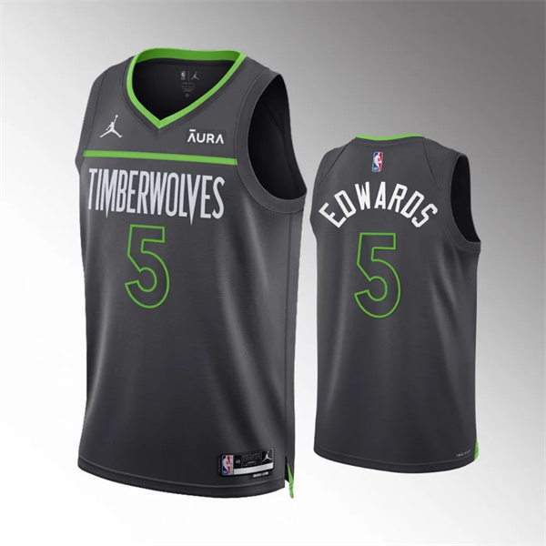 Mens Minnesota Timberwolves #5 Anthony Edwards 2023-24 Anthracite Icon Edition Player Jersey