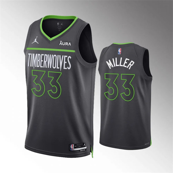 Men's Minnesota Timberwolves #33 Leonard Miller 2023-24 Anthracite Icon Edition Player Jersey