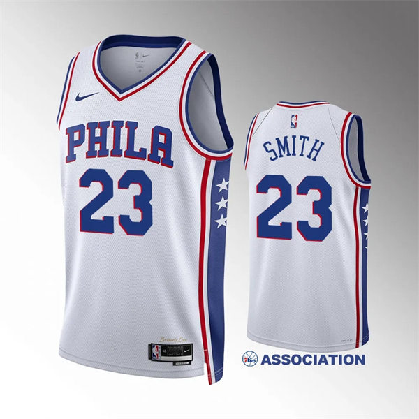 Mens Philadelphia 76ers #23 Terquavion Smith White Association Edition Jersey