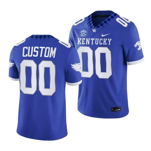 Mens Youth Kentucky Wildcats Custom 2023 Royal Football Game Jersey