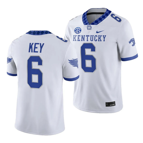 Mens Youth Kentucky Wildcats #6 Dane Key 22023 White Football Game Jersey