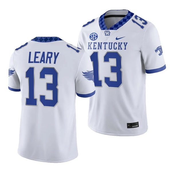 Mens Youth Kentucky Wildcats #13 Devin Leary 2023 White Football Game Jersey