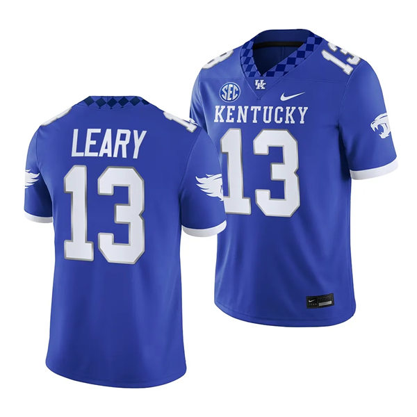 Mens Youth Kentucky Wildcats #13 Devin Leary 2023 Royal Football Game Jersey