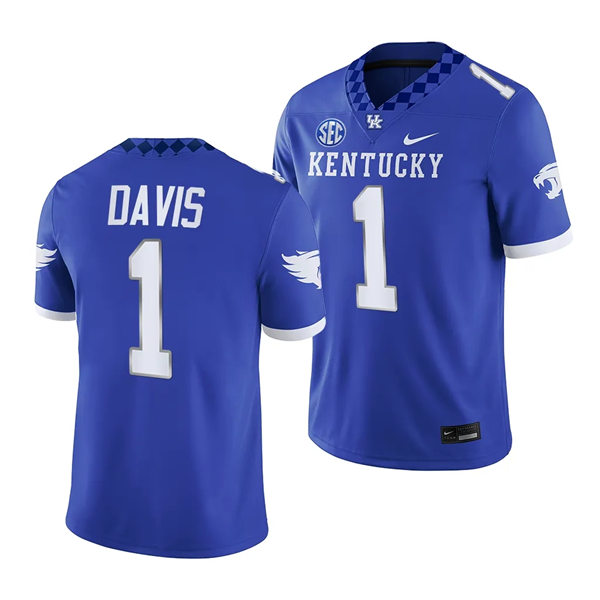 Mens Youth Kentucky Wildcats #1 Ray Davis 2023 Royal Football Game Jersey