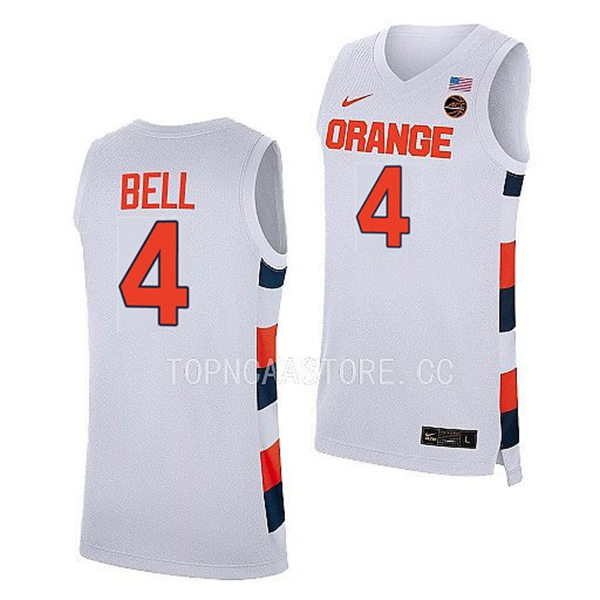 Mens Youth Syracuse Orange #4 Chris Bell Nike 2023 White College Basketball Game Jersey