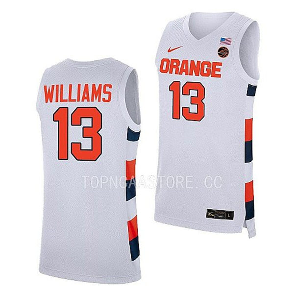 Mens Youth Syracuse Orange #13 Benny Williams Nike 2023 White College Basketball Game Jersey