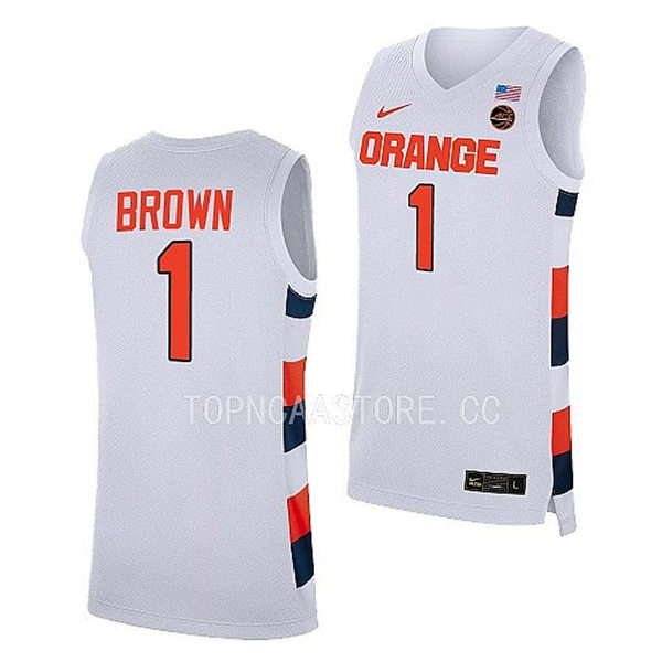 Mens Youth Syracuse Orange #1 Maliq Brown Nike 2023 White College Basketball Game Jersey