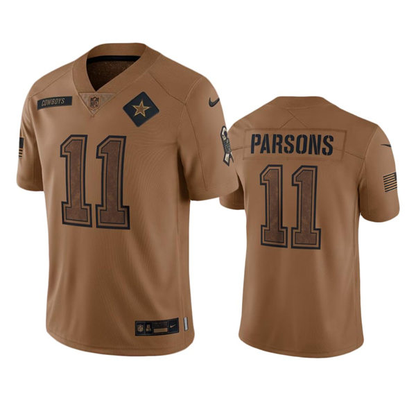 Mens Dallas Cowboys #11 Micah Parsons Brown 2023 Salute To Service Limited Jersey