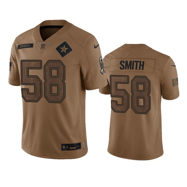 Mens Dallas Cowboys #58 Mazi Smith Brown 2023 Salute To Service Limited Jersey