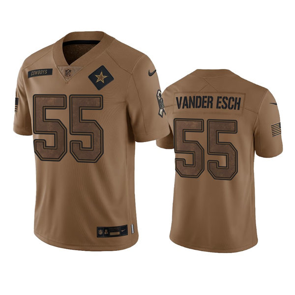 Mens Dallas Cowboys #55 Leighton Vander Esch Brown 2023 Salute To Service Limited Jersey