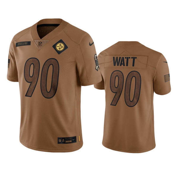 Men's Pittsburgh Steelers #90 T.J. Watt Brown 2023 Salute To Service Limited Jersey
