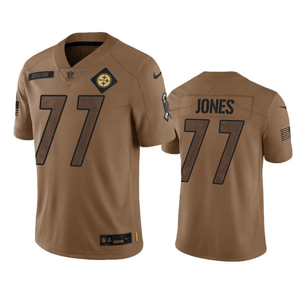 Men's Pittsburgh Steelers #77 Broderick Jones Brown 2023 Salute To Service Limited Jersey