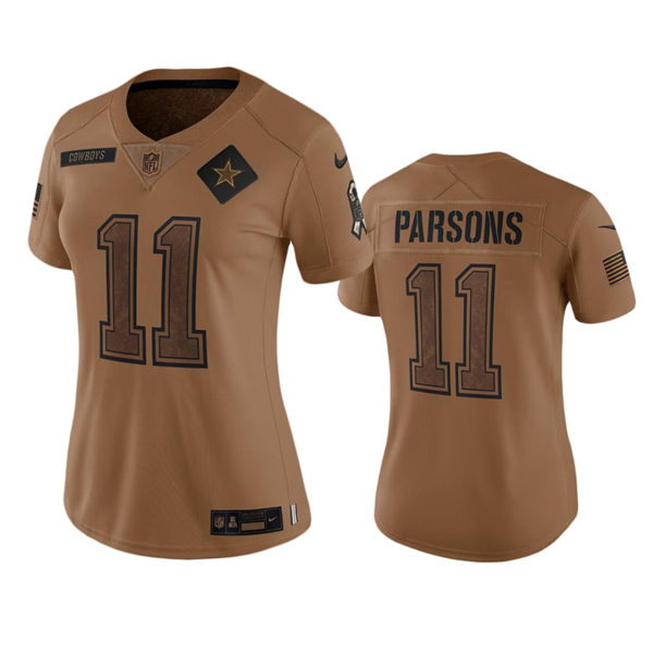 Women's Dallas Cowboys #11 Micah Parsons Brown 2023 Salute To Service Limited Jersey