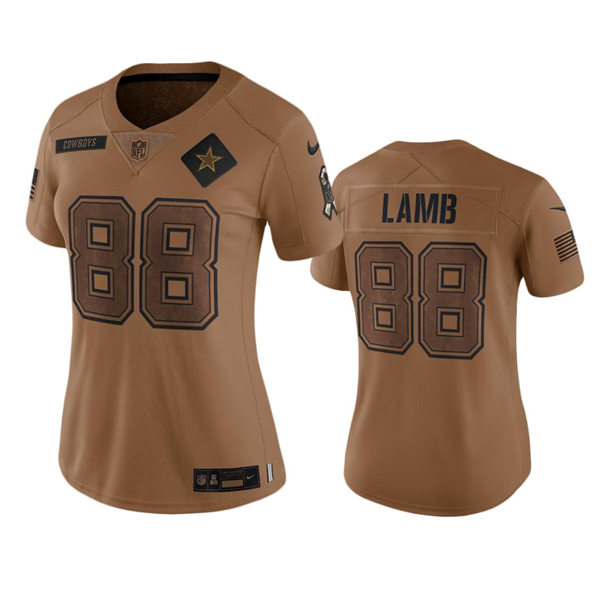 Women's Dallas Cowboys #88 CeeDee Lamb Brown 2023 Salute To Service Limited Jersey