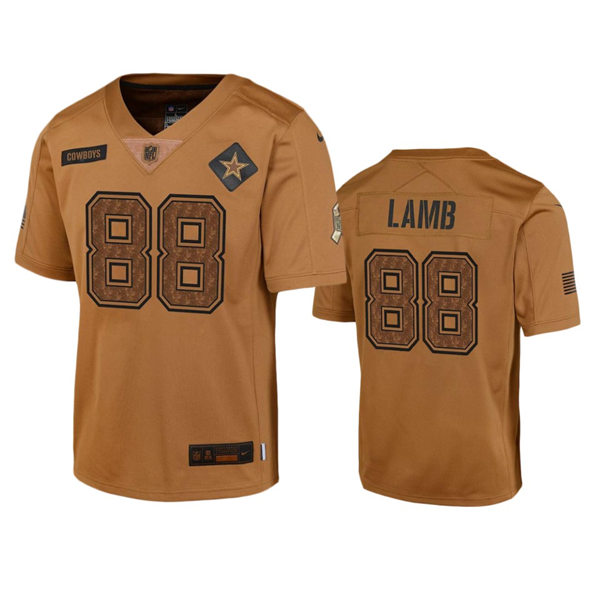 Youth Dallas Cowboys #88 CeeDee Lamb Brown 2023 Salute To Service Limited Jersey