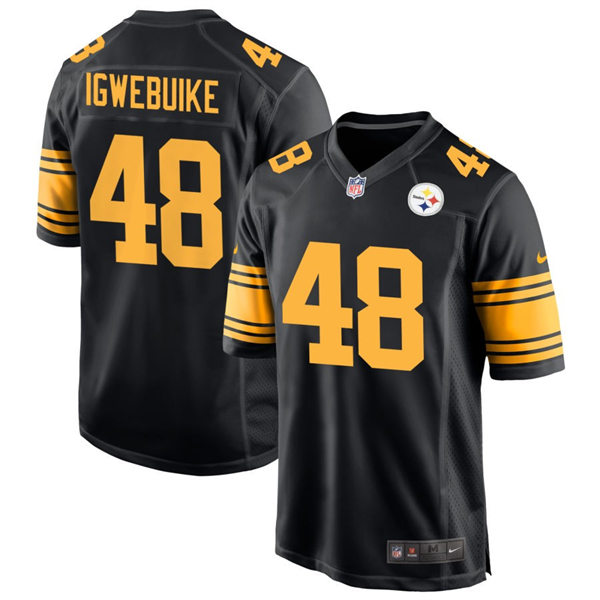 Men's Pittsburgh Steelers #48 Godwin Igwebuike Nike Black Alternate 2 Vapor F.U.S.E. Limited Jersey