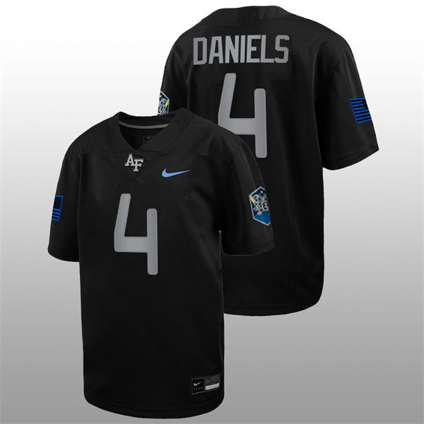 Mens Youth Air Force Falcons #4 Haaziq Daniels Nike Space Force Rivalry Alternate Game Football Jersey - Black