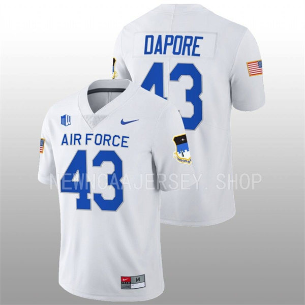 Mens Youth Air Force Falcons #43 Matthew Dapore Nike White College Football Game Jersey