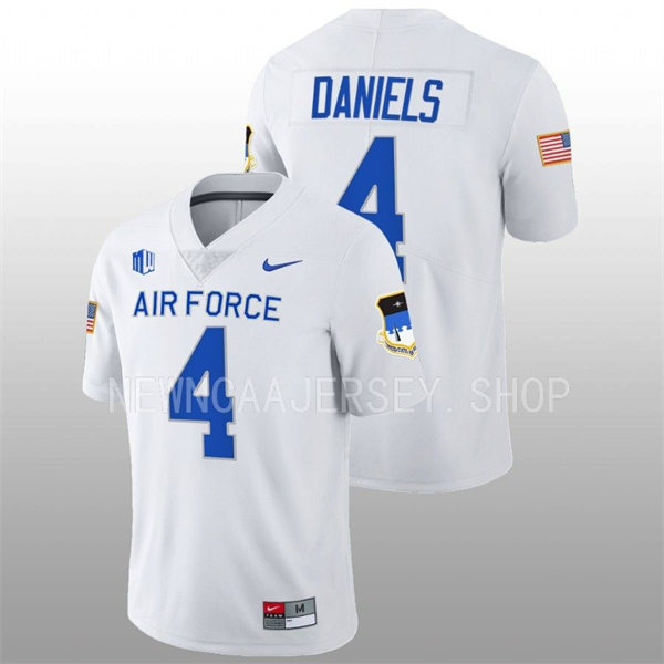 Mens Youth Air Force Falcons #4 Haaziq Daniels Nike White College Football Game Jersey