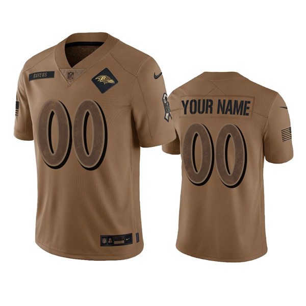Mens Youth Baltimore Ravens Custom Brown 2023 Salute To Service Limited Jersey