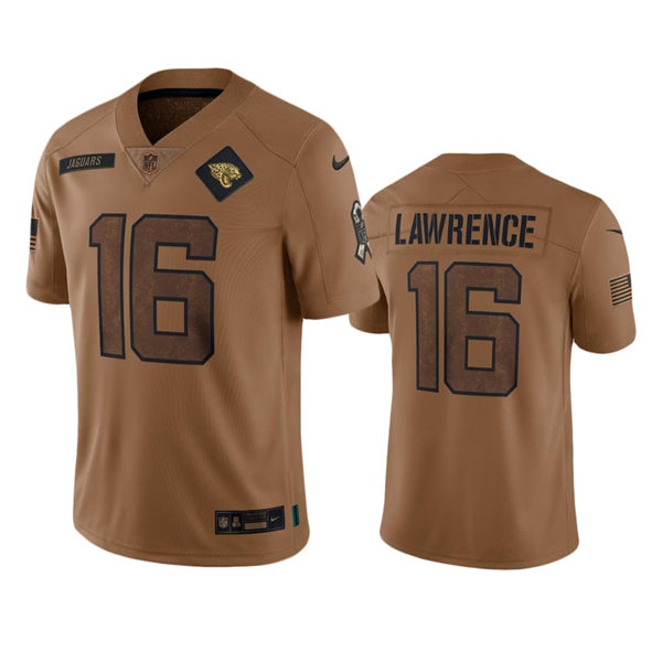 Men's Jacksonville Jaguars #16 Trevor Lawrence Brown 2023 Salute To Service Limited Jersey