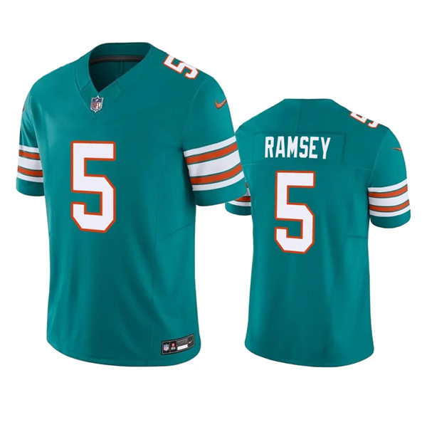 Mens Miami Dolphins #5 Jalen Ramsey Nike Aqua Alternate 2023 F.U.S.E. Vapor Limited Jersey
