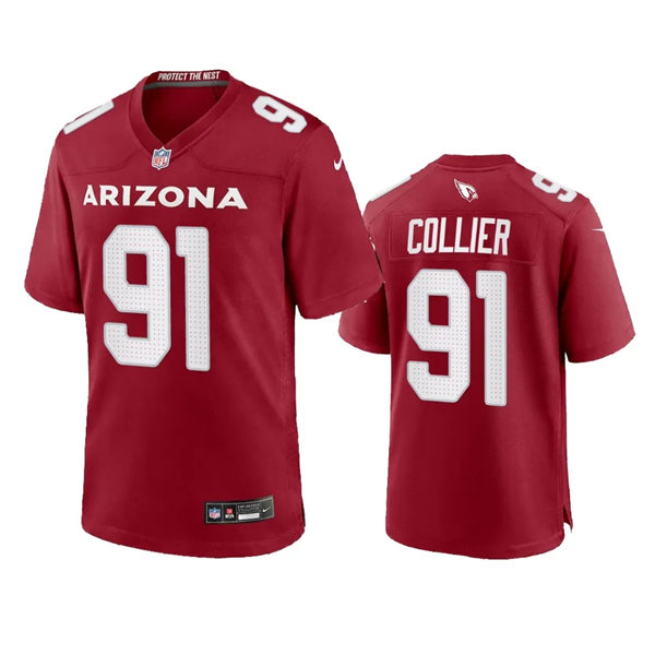 Mens Arizona Cardinals #91 L.J. Collier 2023 Cardinal Game Jersey  Cardinal Vapor F.U.S.E. Limited Jersey